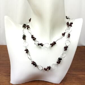 HANDMADE Chunky Genuine Garnet Necklace  30"